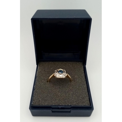 575 - Fabulous 9 carat GOLD, DIAMOND and SAPPHIRE RING. Full UK hallmark. 1.9 grams. Size O 1/2. Stunning ... 