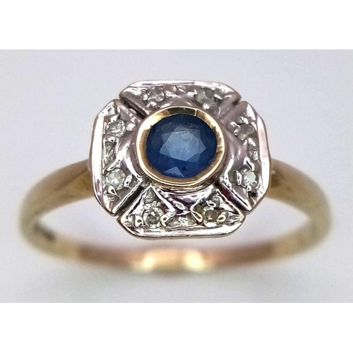 575 - Fabulous 9 carat GOLD, DIAMOND and SAPPHIRE RING. Full UK hallmark. 1.9 grams. Size O 1/2. Stunning ... 