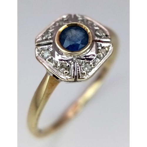 575 - Fabulous 9 carat GOLD, DIAMOND and SAPPHIRE RING. Full UK hallmark. 1.9 grams. Size O 1/2. Stunning ... 