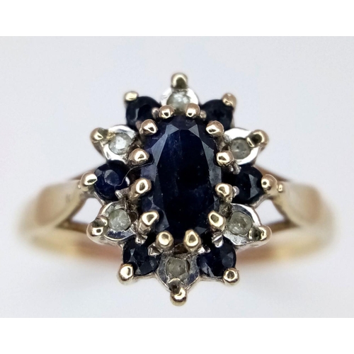 588 - Stunning  9 carat GOLD, SPINEL and DIAMOND RING. Full UK hallmark. Complete with ring box. 2.2 grams... 