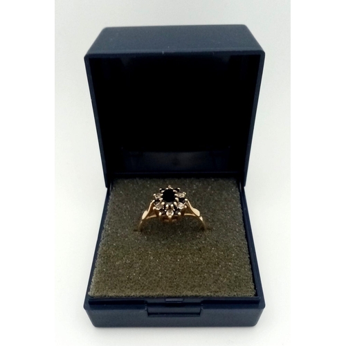 588 - Stunning  9 carat GOLD, SPINEL and DIAMOND RING. Full UK hallmark. Complete with ring box. 2.2 grams... 