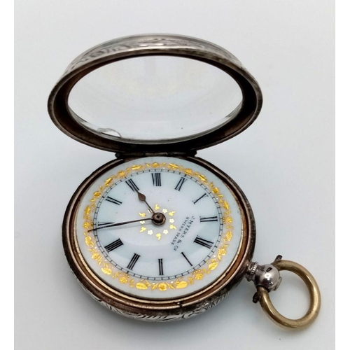 821 - A Ladies Silver Pocket Watch. As found.