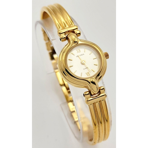 908 - Ladies Gold Tone Quartz Bracelet Watch by Sekonda-20mm Case. New Battery Fitted October 2024.