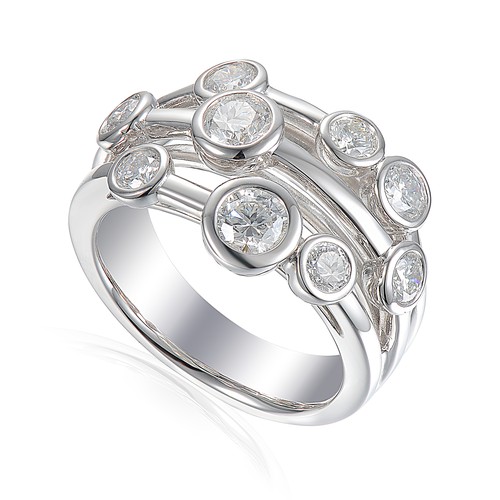 666 - A Platinum DIAMOND Raindance Ring. 0.70ct round brilliant cut Diamonds in a rubover setting. Ring si... 