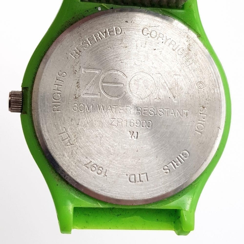 1045 - A SPICE GIRLS GREEN CASED WATCH WITH ORIGINAL MILITARY VELCRO STRAP AF. Ref: SD 5002