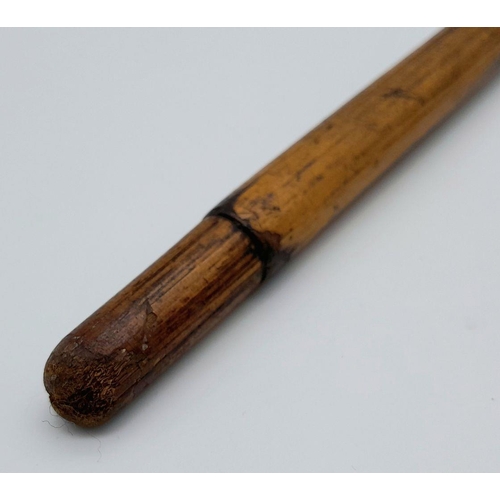 1119 - An Antique Naval Crested Cane Swagger Stick. 56cm Length