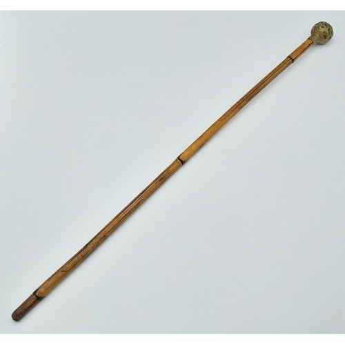 1119 - An Antique Naval Crested Cane Swagger Stick. 56cm Length