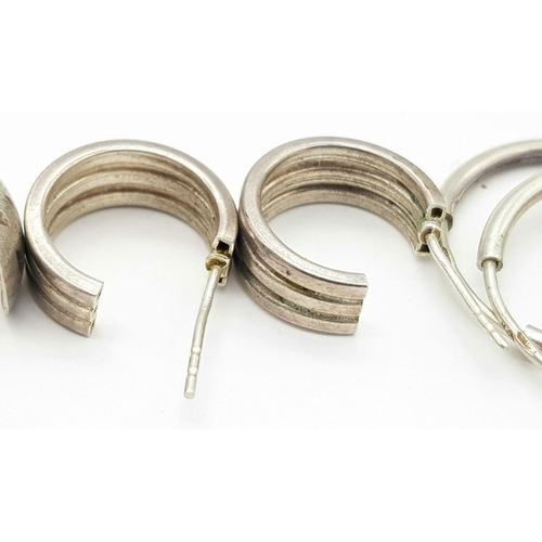 1228 - A collection of 3X pairs of 925 silver hoop earrings. Total weight 8.8G.