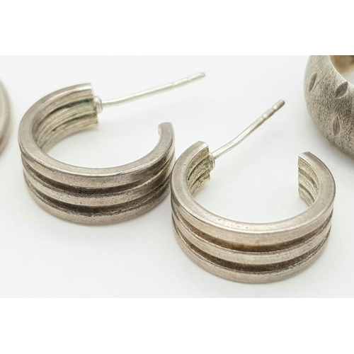 1228 - A collection of 3X pairs of 925 silver hoop earrings. Total weight 8.8G.