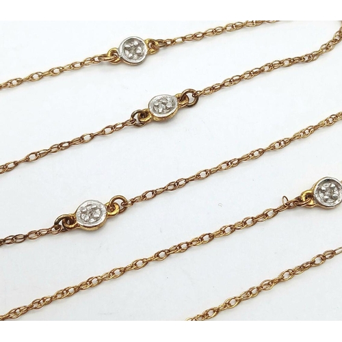 1257 - A gilt silver diamond chip necklace. 48.3cm in length, and 1.5g total weight.