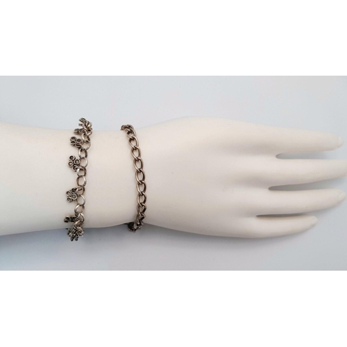 1270 - 2X stylish silver bracelets. Total weight 15.6G. Total length 20cm.