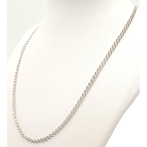 1514 - A 925 silver long belcher link chain. Total weight 4.7G. Total length 90cm.