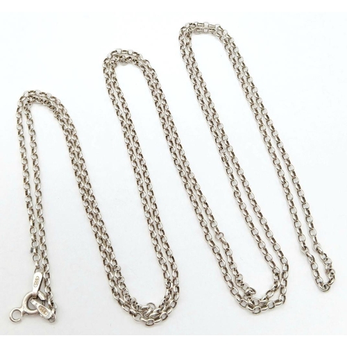 1514 - A 925 silver long belcher link chain. Total weight 4.7G. Total length 90cm.