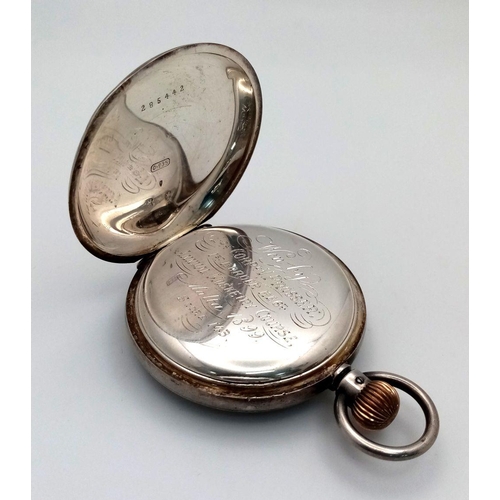 1557 - A Silver Military Presentation Hunter Pocket Watch by Stauffer & Co. Presented to Lance Corporal V.P... 