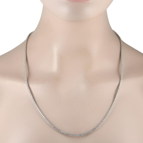 669 - A 14K White Gold 11.43ct Lab-Grown Diamond Tennis Necklace. This tennis necklace boasts 244 round br... 