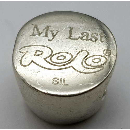 1178 - A STERLING SILVER OFFICIAL BRANDED MY LAST ROLO CHARM 4.5G WILL FIT ON PANDORA AND CHAMILIA BRACELET... 