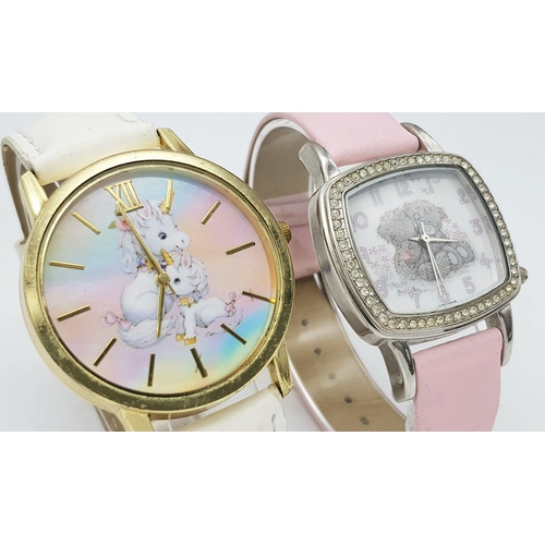 1206 - A ME TO YOU TEDDY BEARS PINK STRAP WATCH & UNICORN WHITE STRAP WATCH . Ref: H 5019