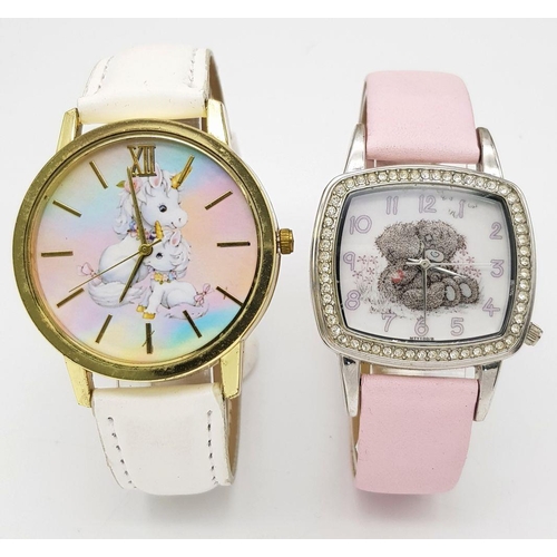 1206 - A ME TO YOU TEDDY BEARS PINK STRAP WATCH & UNICORN WHITE STRAP WATCH . Ref: H 5019