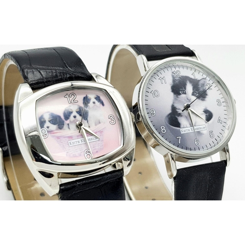 1238 - Two Collectible Ladies or Children’s Quartz Animal Detail Watches by Keith Kimberlin. Cute Pussy and... 