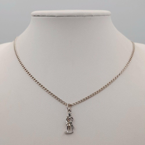 1256 - 2X sterling silver pendants on 925 silver chain. Total weight 9.8G. Total length 40cm and 46cm.