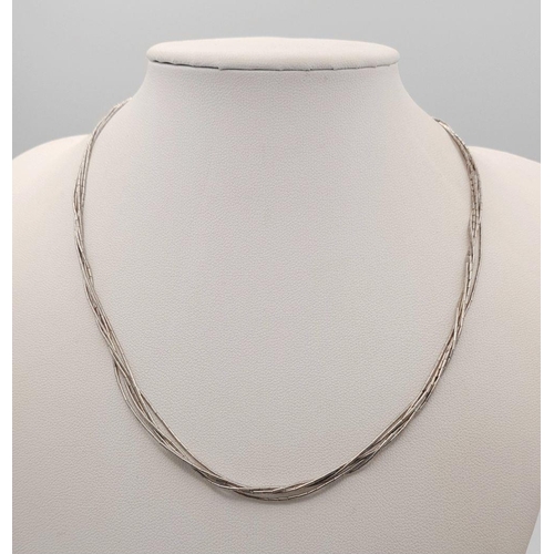 1522 - A Multi Strand Silver Necklace. Approx 41cm in length and 4.7g total weight.