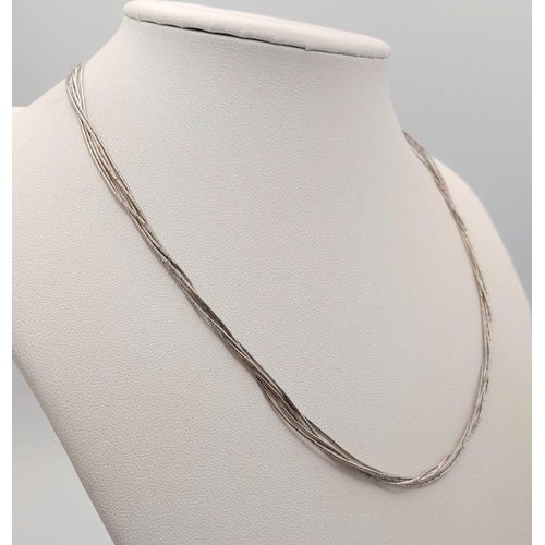 1522 - A Multi Strand Silver Necklace. Approx 41cm in length and 4.7g total weight.