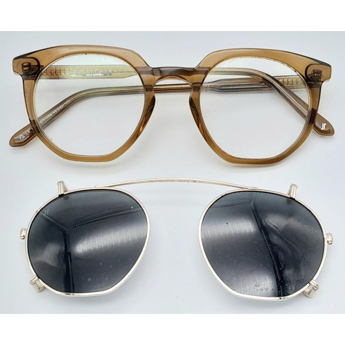 1647 - A Pair of Jimmy Early Designer Glasses with Clip-On Sunglasses Attachment.