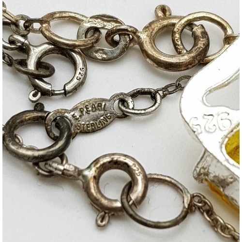 1657 - Five 925 Silver Necklaces with Pendants.