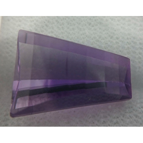 599 - A 9.39ct Bolivian Amethyst Gemstone - Tapered Baguette Shape. GFCO Certified Sealed in Box. Ref: ZK ... 