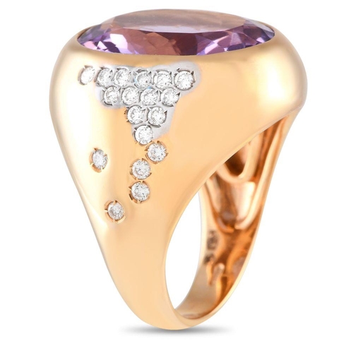 1248 - A Casato 18K Yellow Gold 0.23ct Diamond and Amethyst Bomb Ring. This statement-making piece features... 