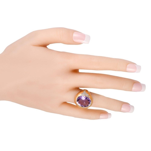 1248 - A Casato 18K Yellow Gold 0.23ct Diamond and Amethyst Bomb Ring. This statement-making piece features... 