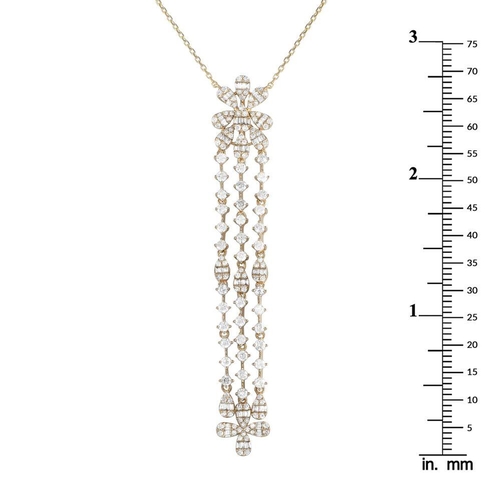 1262 - A 14K Yellow Gold 2.0ct Diamond Necklace.  It features a 14K yellow gold chain with four pear-shaped... 