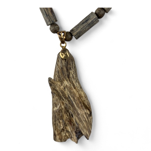 1170 - A rare vintage handmade Agarwood Pendant Necklace. The natural agarwood fragrance is well known for ... 