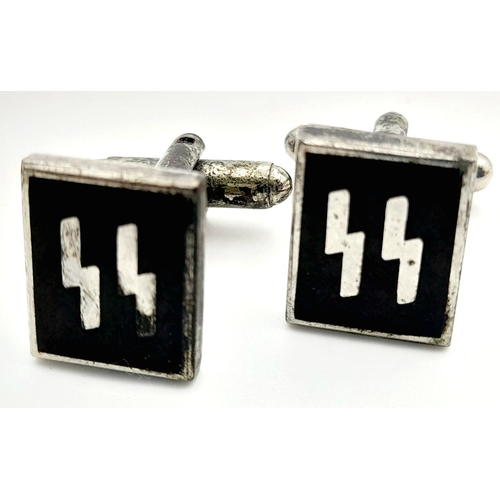 1036 - A Pair of Re-enactor German Waffen SS Cufflinks. Slight damage to one of the runes.