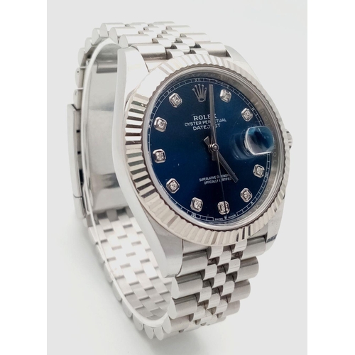 11 - An Excellent Condition Rolex Datejust with Diamond Dial Gents Watch. Stainless steel bracelet and ca... 