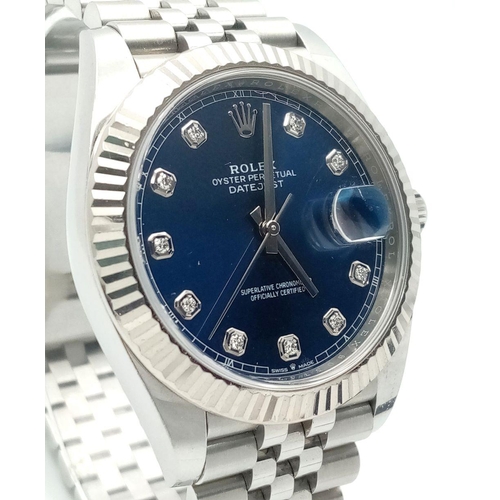 11 - An Excellent Condition Rolex Datejust with Diamond Dial Gents Watch. Stainless steel bracelet and ca... 