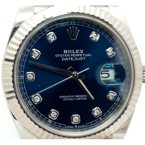 11 - An Excellent Condition Rolex Datejust with Diamond Dial Gents Watch. Stainless steel bracelet and ca... 