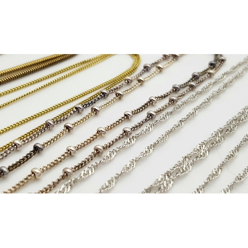 1165 - Five Vintage Solid Silver 925 Necklaces, three of them are Gold Tone, Various Styles and Lengths, To... 