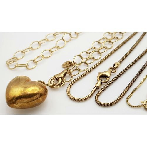 1165 - Five Vintage Solid Silver 925 Necklaces, three of them are Gold Tone, Various Styles and Lengths, To... 