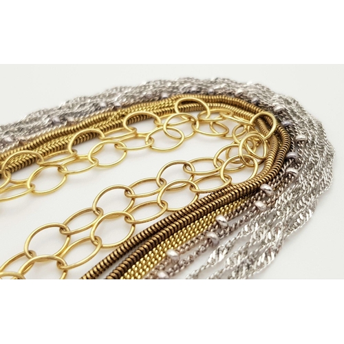 1165 - Five Vintage Solid Silver 925 Necklaces, three of them are Gold Tone, Various Styles and Lengths, To... 