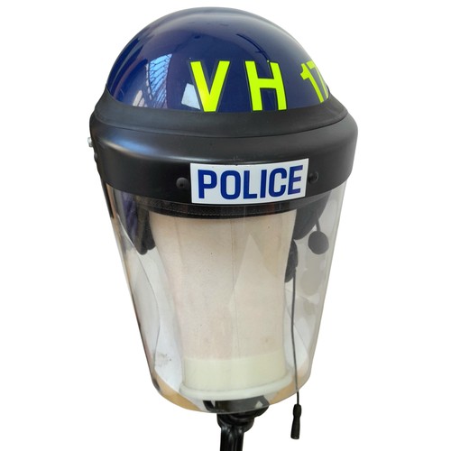 987 - A British Riot Police Captains Helmet. With visor, Nape Protector and Microphone.