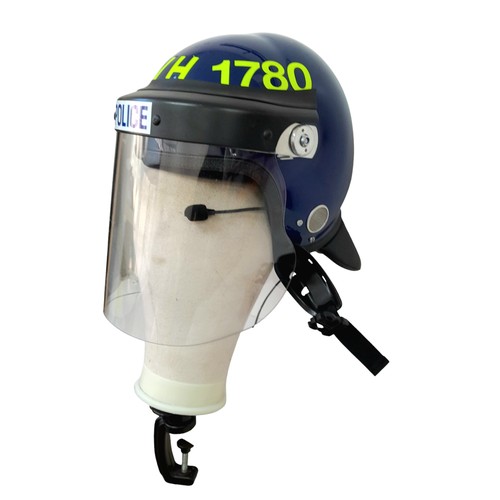 987 - A British Riot Police Captains Helmet. With visor, Nape Protector and Microphone.