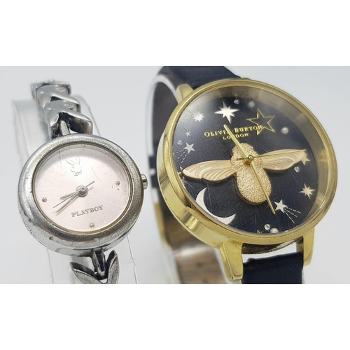 1622 - Two Ladies Quartz Watches. A vintage Playboy and an Olivia Burton. Both in need of a battery so as f... 