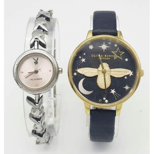 1622 - Two Ladies Quartz Watches. A vintage Playboy and an Olivia Burton. Both in need of a battery so as f... 