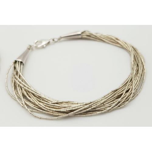 437 - Two Charming Solid Silver 925 Waterfall Multi Strand Bracelets, Total weight: 31.3 grams, both 19.5 ... 