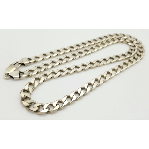 506 - A vintage Solid Silver 925 Curb Chain Necklace, 47.6 grams, 52.5 cm. In very good condition.