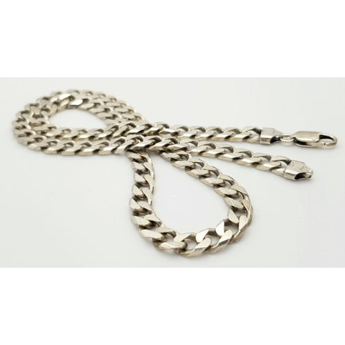 506 - A vintage Solid Silver 925 Curb Chain Necklace, 47.6 grams, 52.5 cm. In very good condition.