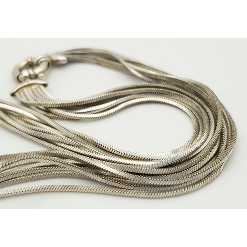 520 - An appealing Solid Silver 925 Multi-Strand Necklace, 35.4 grams, 41cm. In good condition.