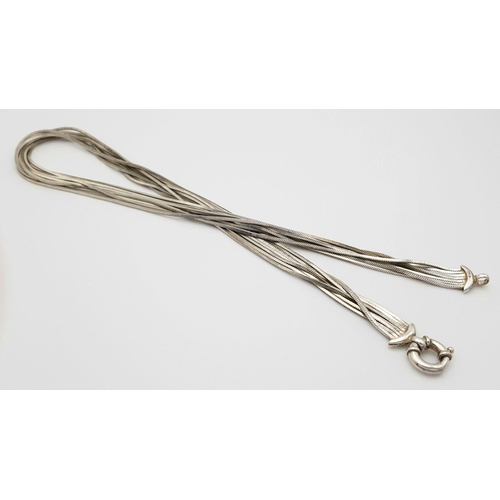 520 - An appealing Solid Silver 925 Multi-Strand Necklace, 35.4 grams, 41cm. In good condition.