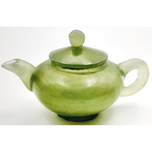 620 - A Small Vintage Chinese Jade Teapot. 7 x 5cm.